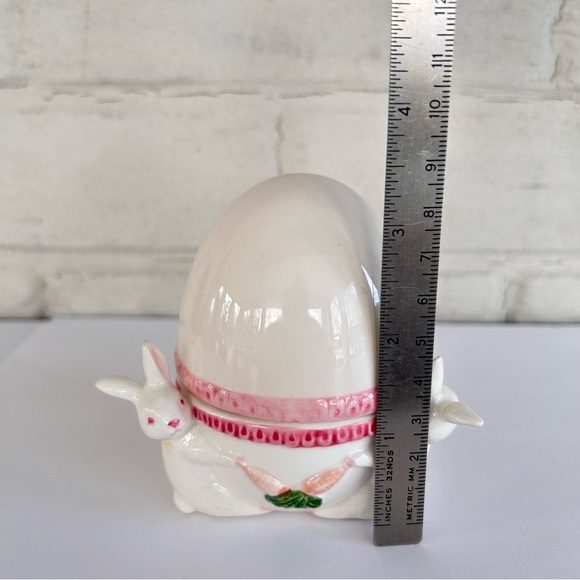 Fitz and Floyd Candy Jar Lidded Container Bunnies with Easter Egg Japan - Picture 6 of 11